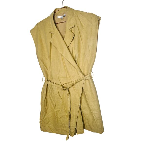 TOCCIN X RTR Khaki Brown Linen Blend Belted Utility Sarong Romper Size 10 - Picture 4 of 16